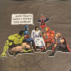 NWT Hanes Superheroes with Jesus tee